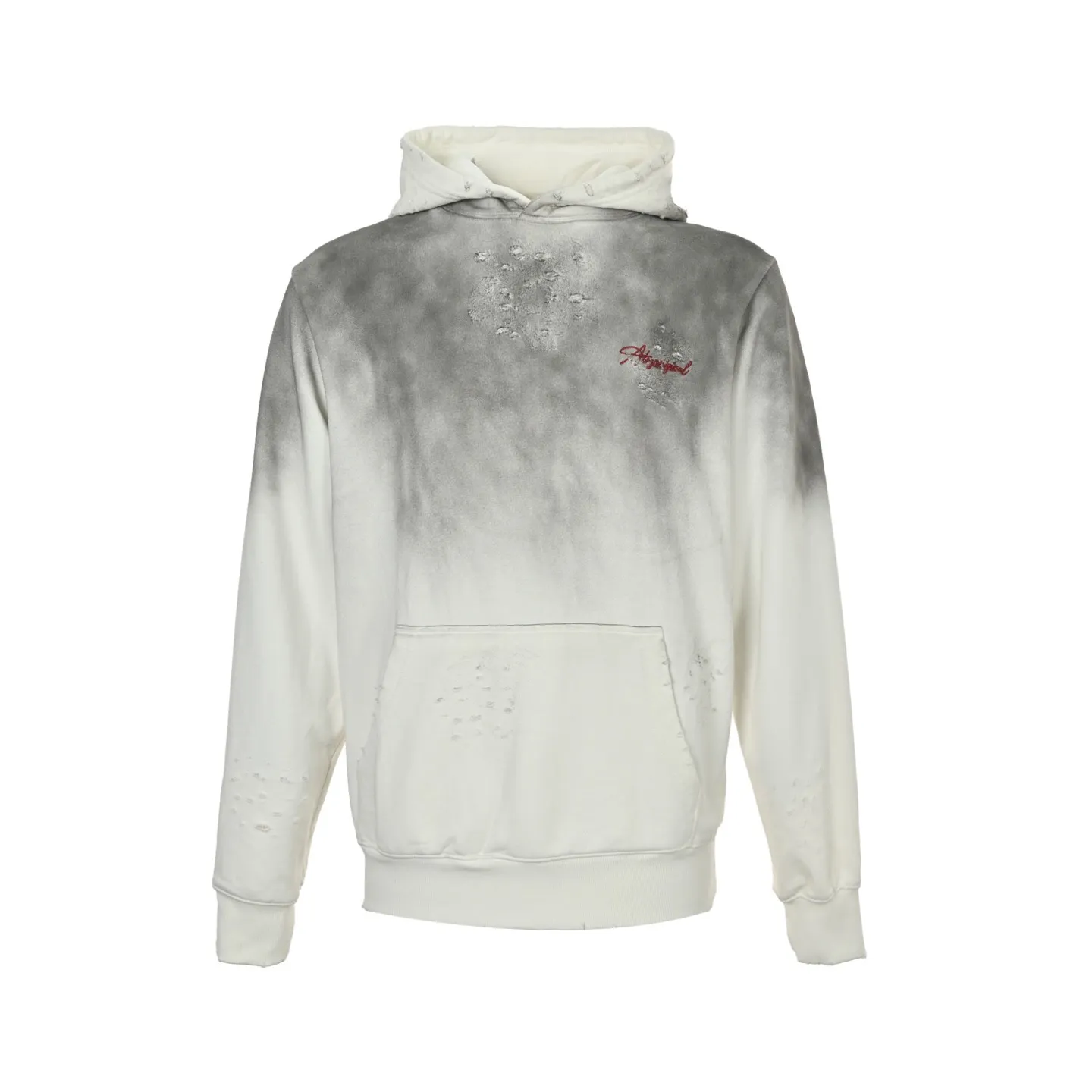 Louis Vuitton/Louis Vuitton 25Fw back floral embroidered washed hole hooded sweatshirt